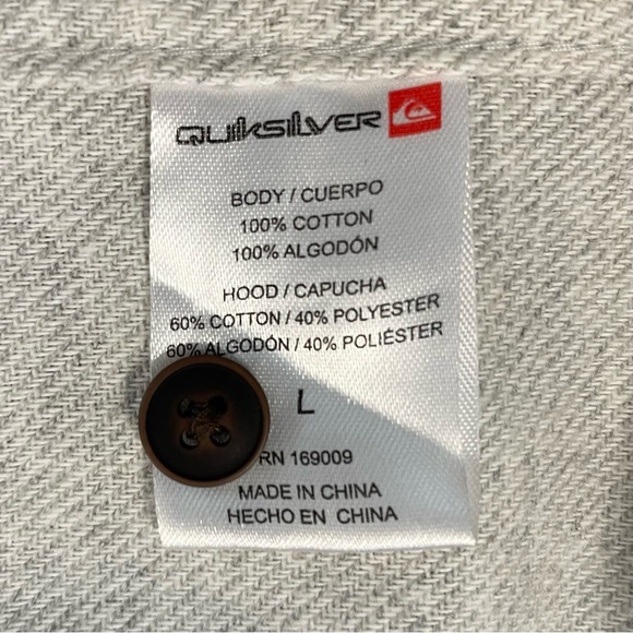 Quiksilver Halidon Hooded Flannel Shacket - Men’s Large Light Heather Gray - Picture 11 of 12